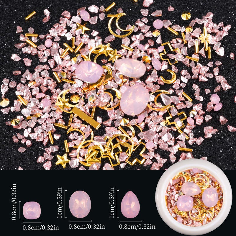 editTime 6 Wheels Mixed Sparkle Nail Art Rhinestones Diamonds Crystals Beads Artificial Pearls and Gold Silver Nail Studs Gems Metal Rivets Charms Hollow Moon Star Shaped (Micro Mini Stones kit) - Image 3